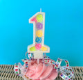 Dog Birthday Number Candle – Paw Print Confetti Design
