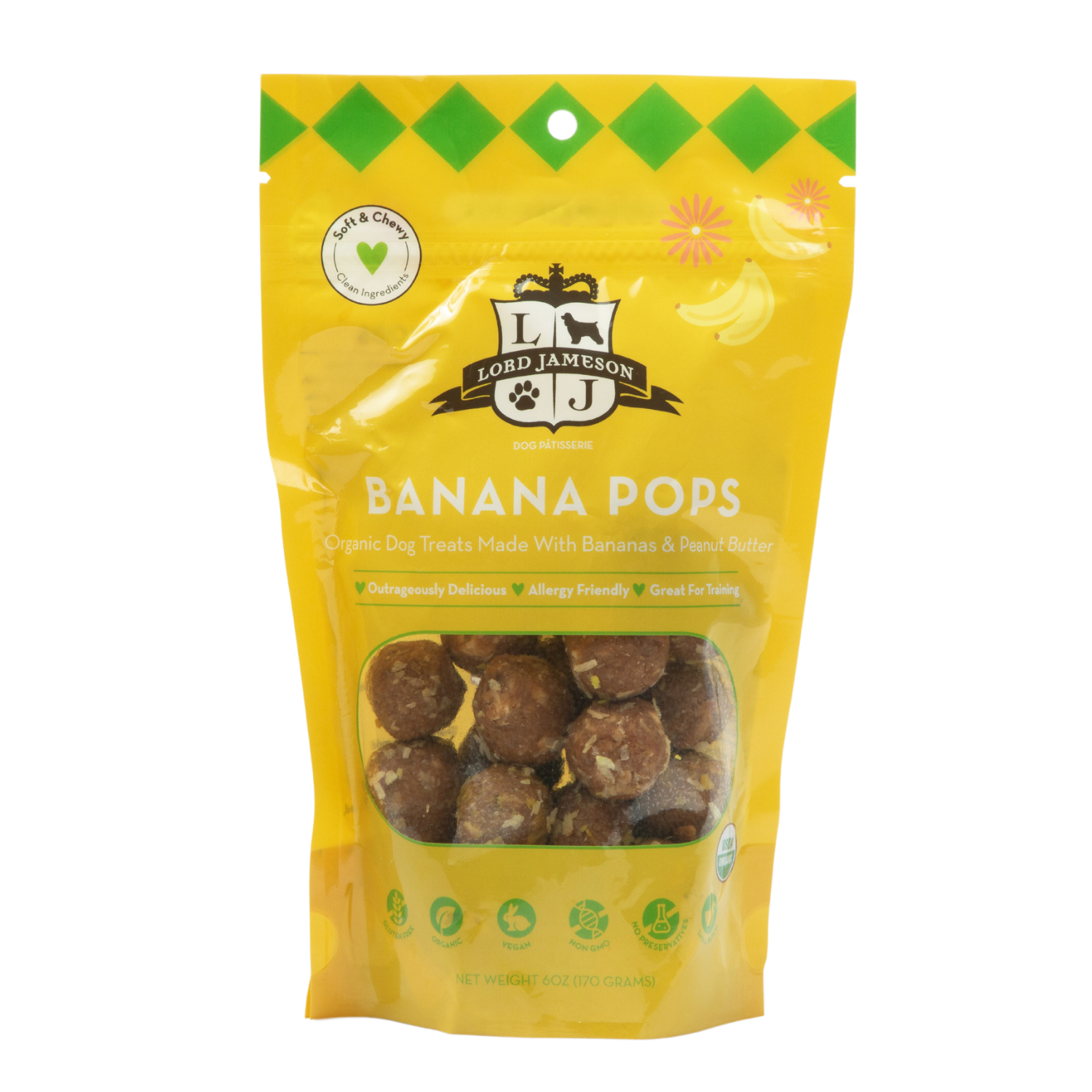 Lord Jameson Banana Pops Organic Dog Treats - 6 oz