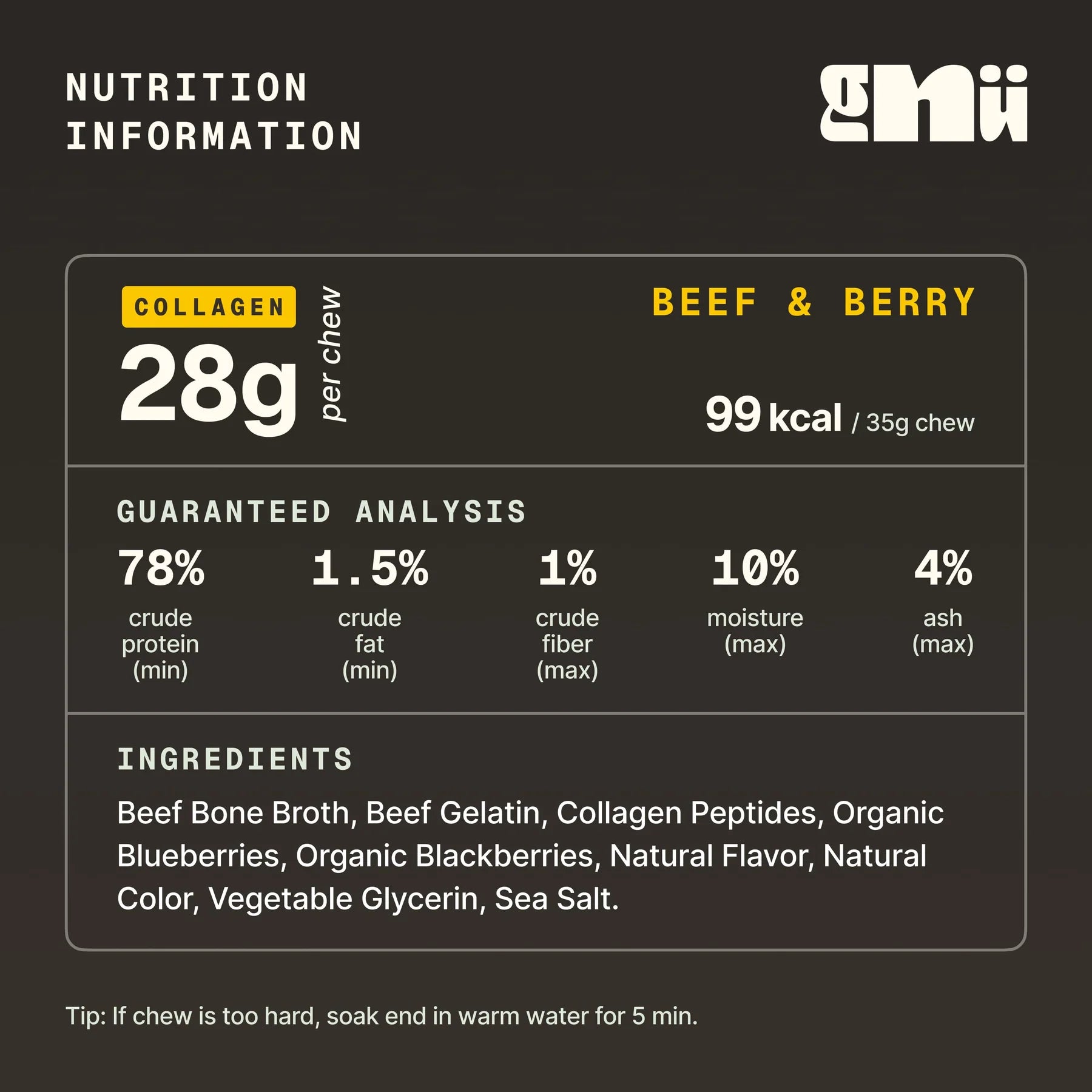 Gnü The Bone Broth Chew – Beef & Berry Digestible Dog Chew