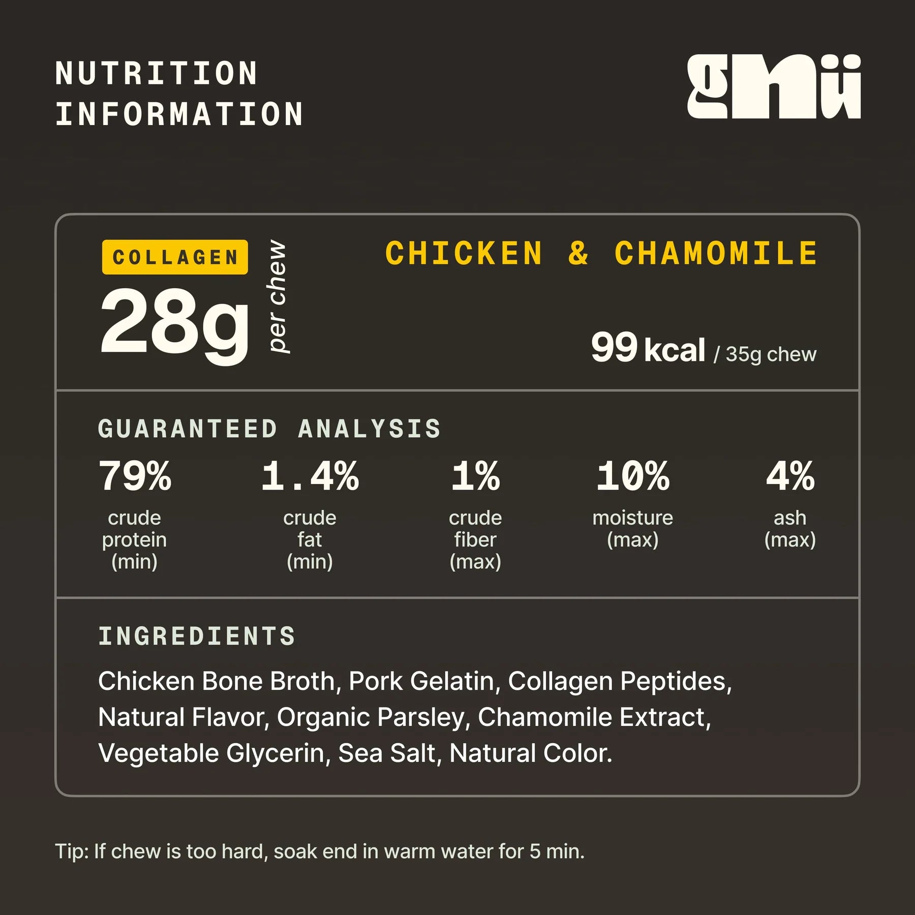Gnü The Bone Broth Chew – Chicken and Chamomile Bone Broth Digestible Dog Chew