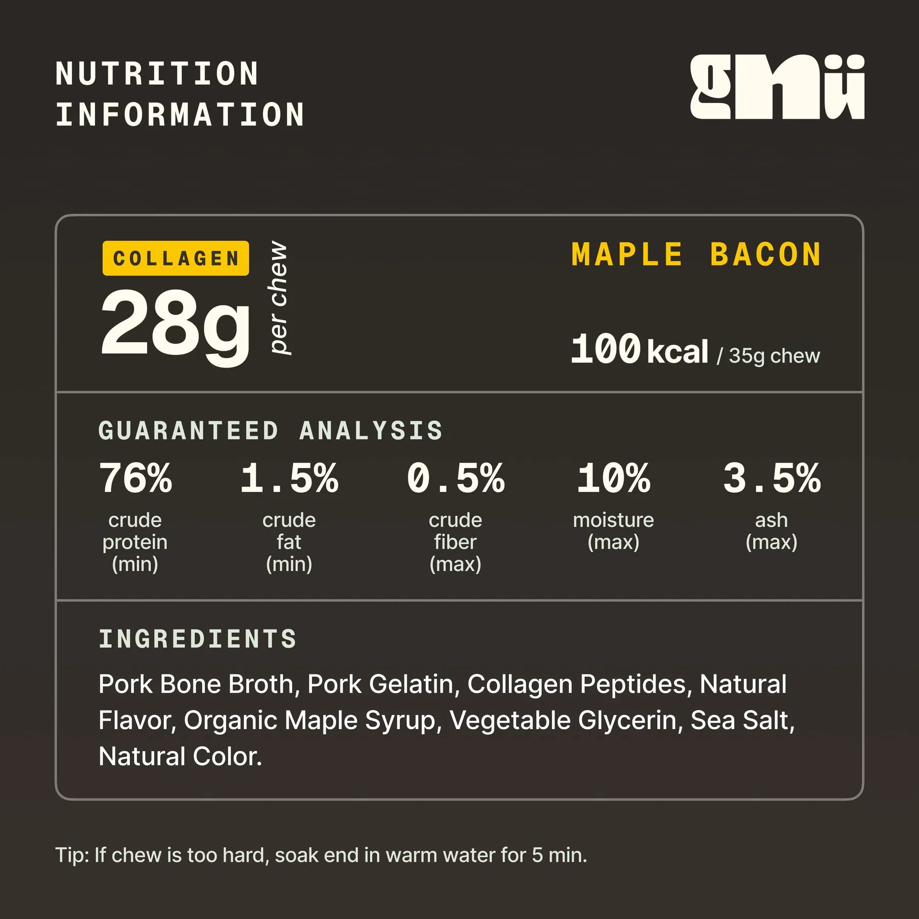 Gnü The Bone Broth Chew – Maple Bacon Digestible Dog Chew
