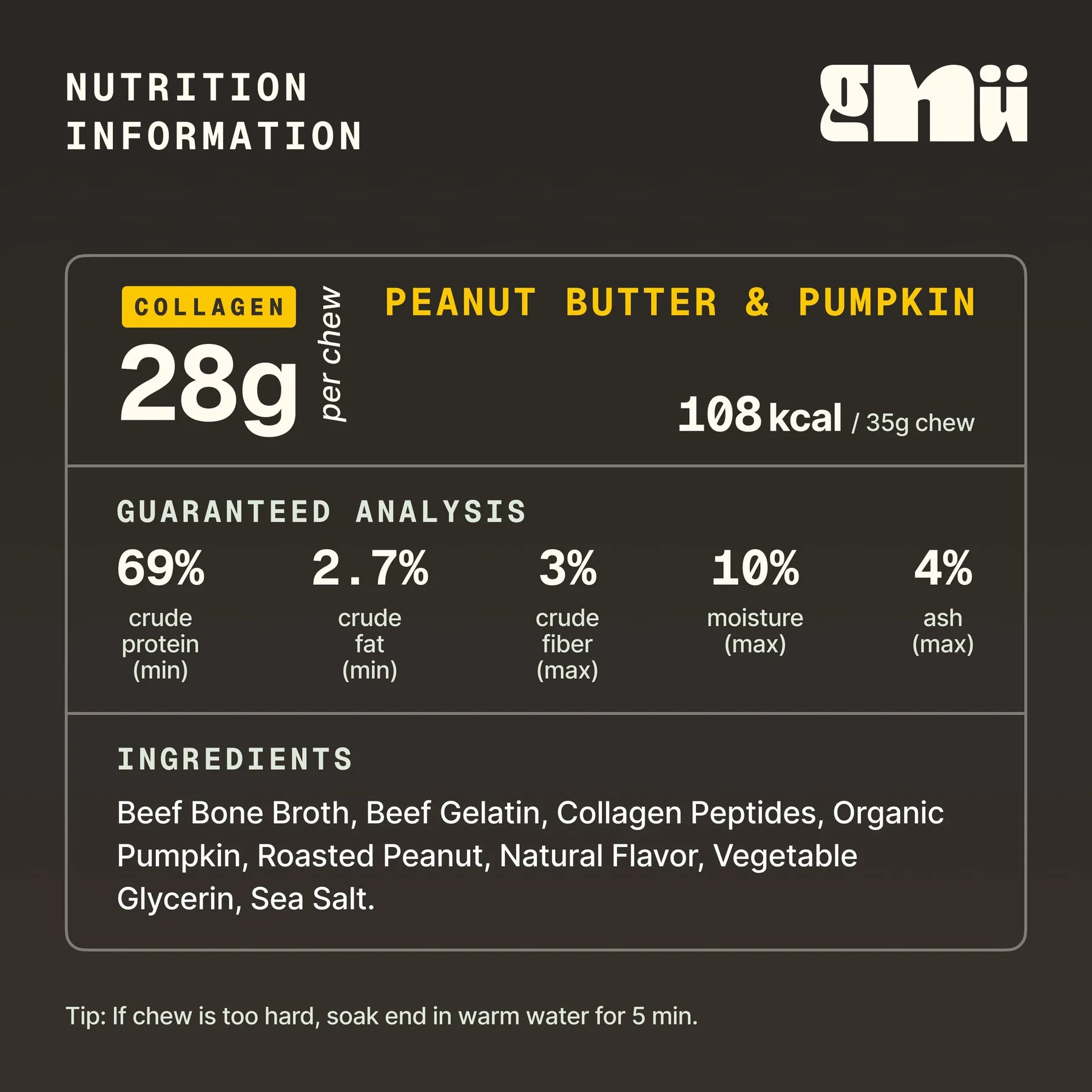 Gnü The Bone Broth Chew – Peanut Butter Pumpkin