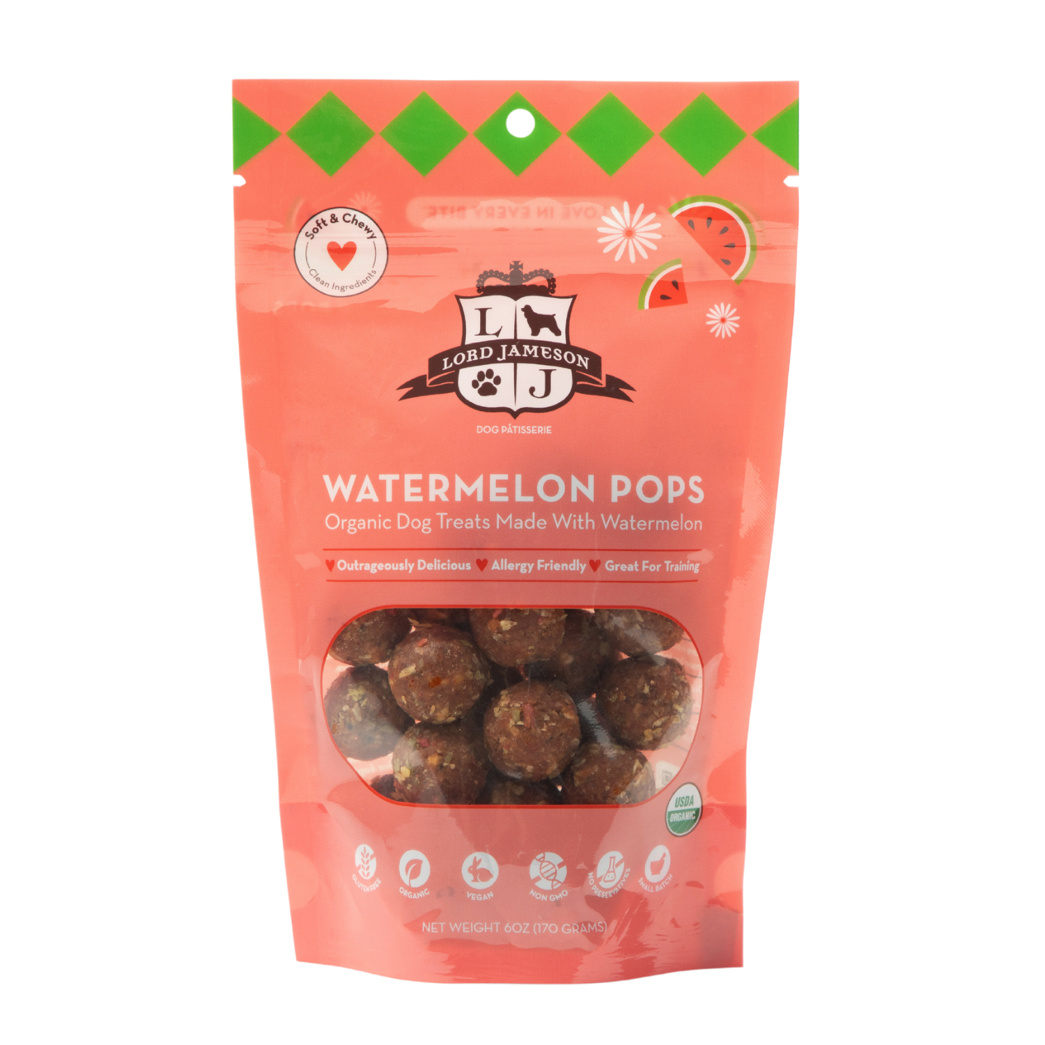 Lord Jameson Watermelon Pops Organic Dog Treats - 6 oz