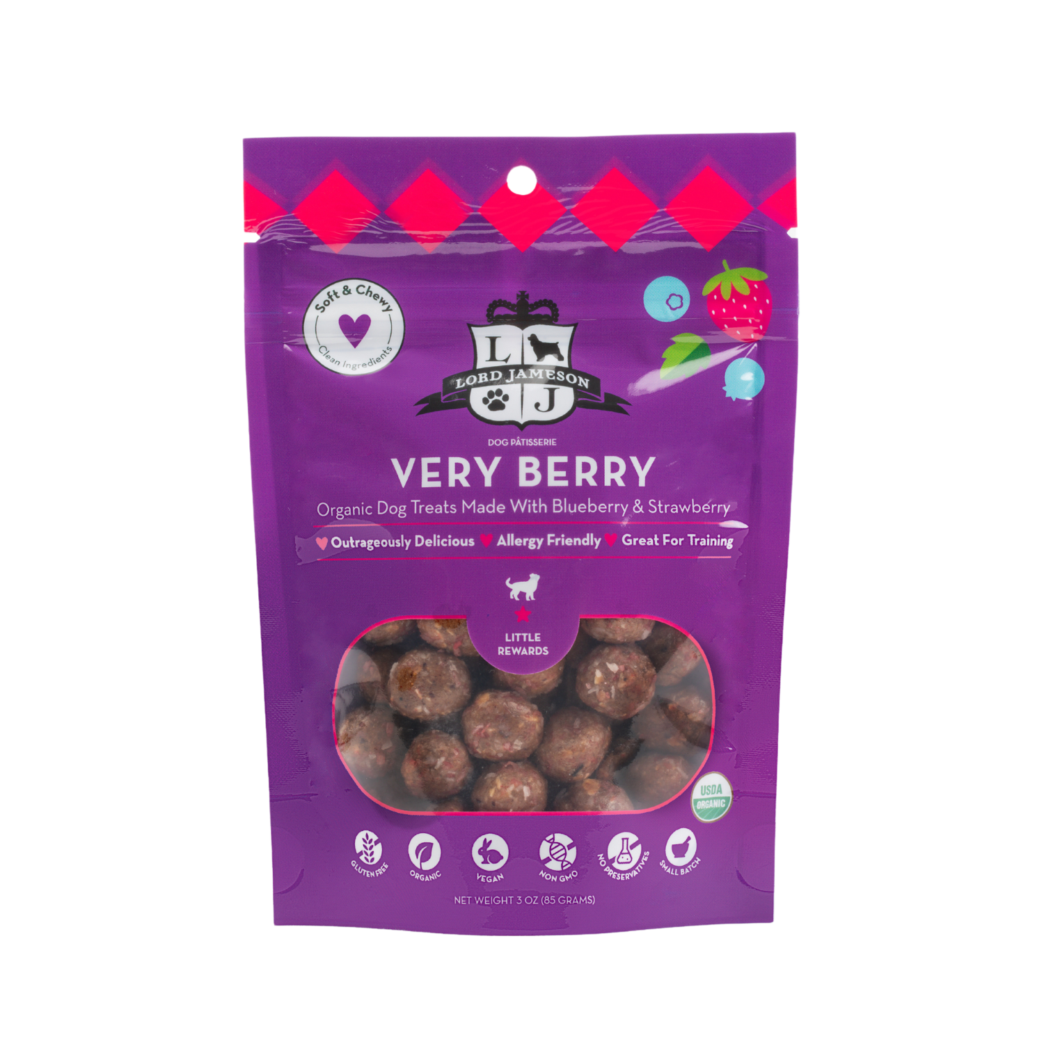 Lord Jameson Little Rewards Very Berry Organic Dog Treats - 3 oz