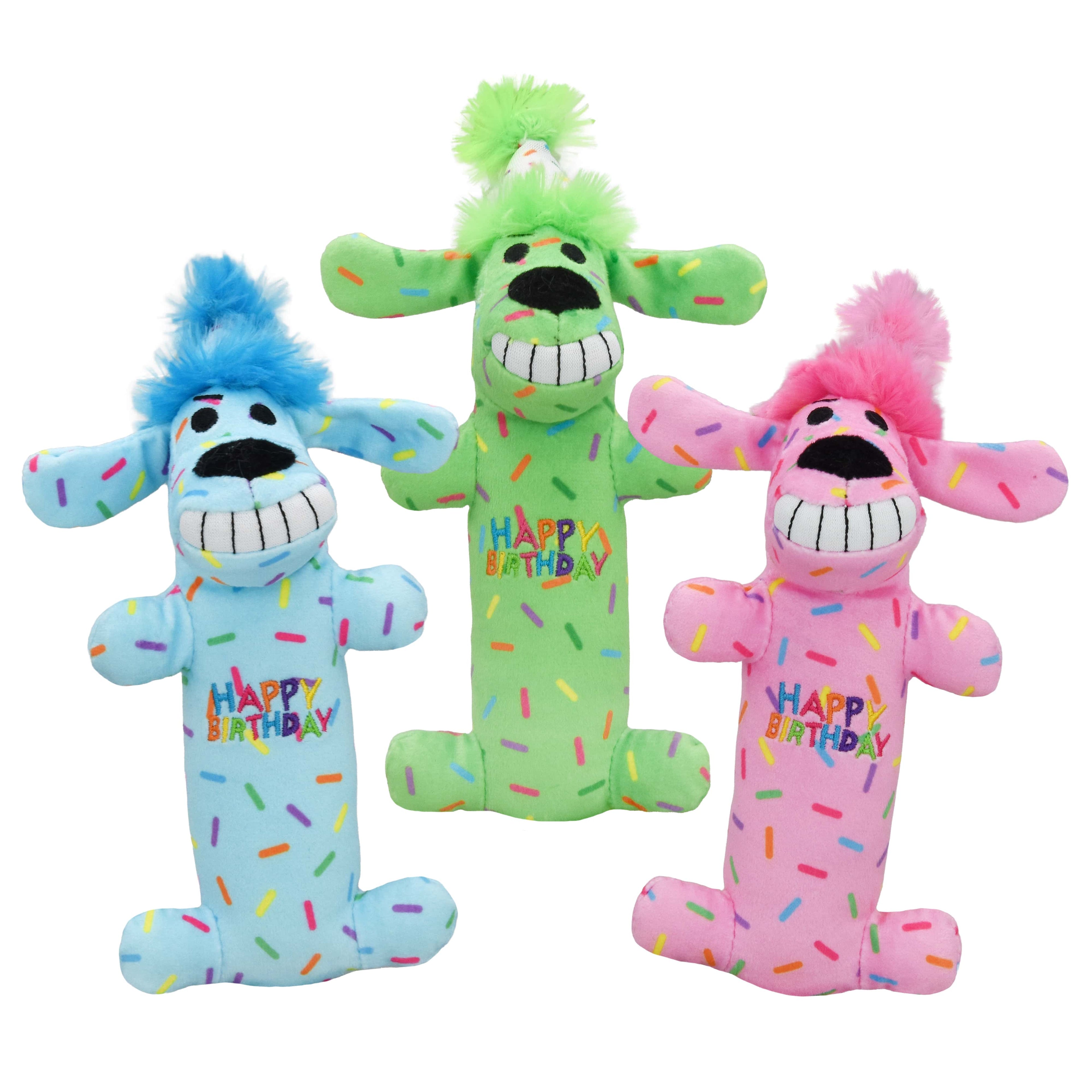 Multipet Birthday Loofa w/ Sprinkles Plush Dog Toy 6" Assort