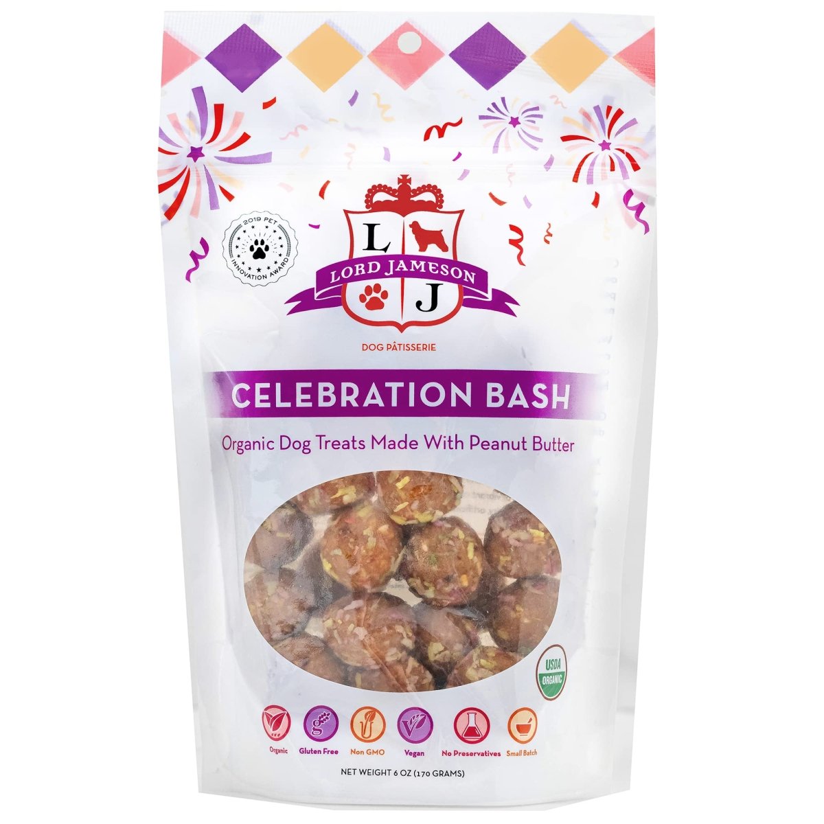Lord Jameson Celebration Bash Organic Dog Treats - Peanut Butter & Coconut, 6 oz