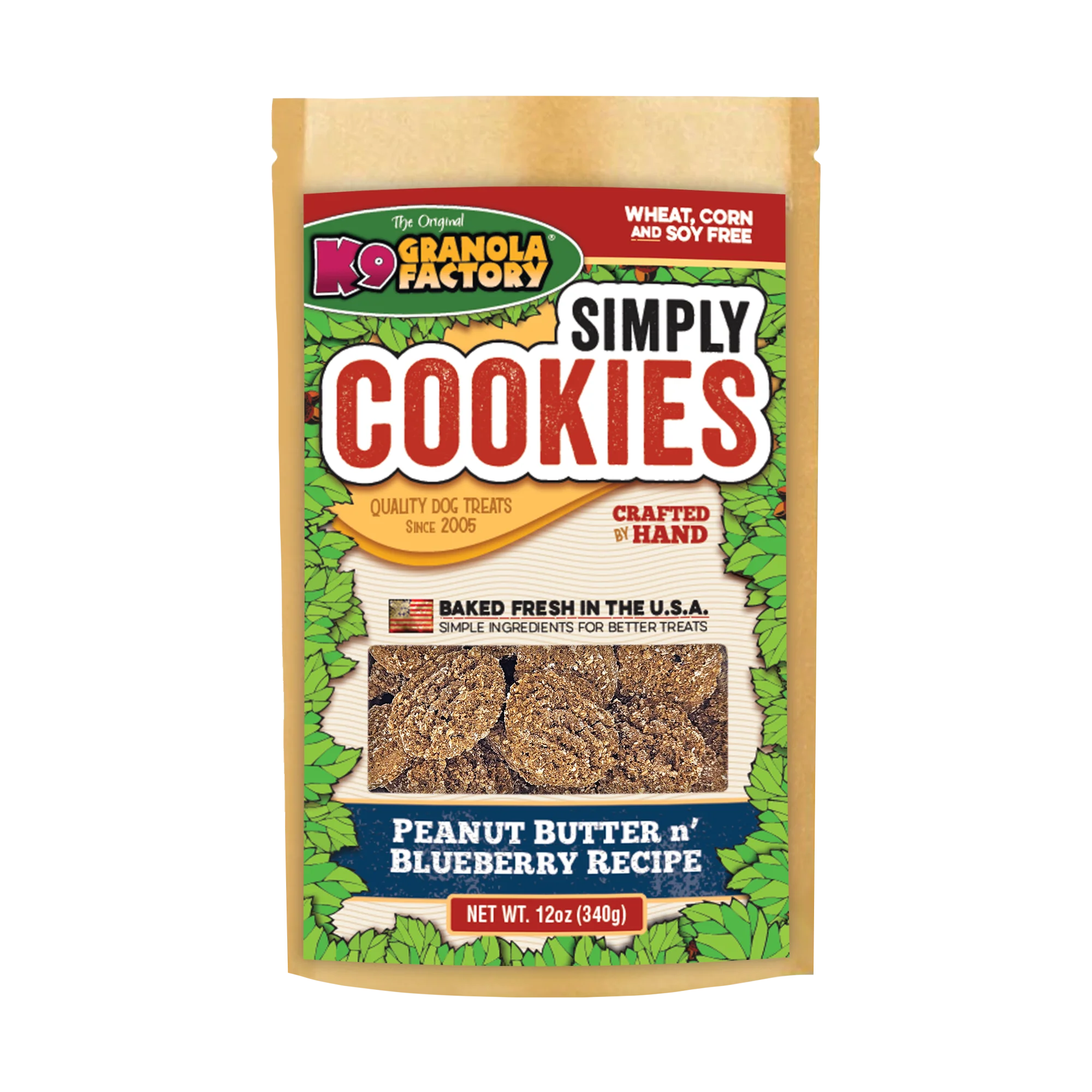 K9 Granola Factory Simply Cookies Peanut Butter & Blueberry Dog Treats, 12 oz